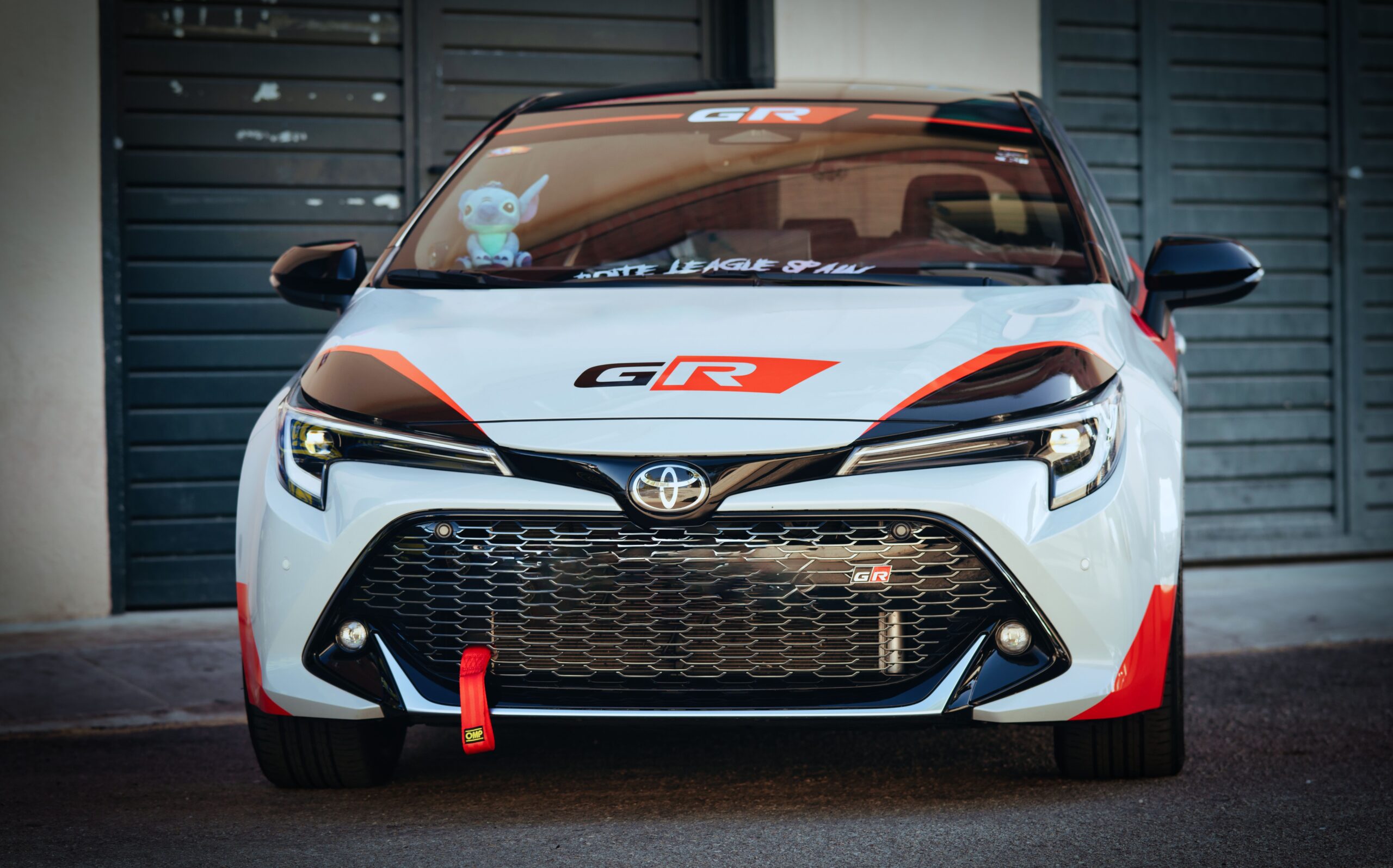 Toyota GR Corolla hot hatch front view with GR racing livery